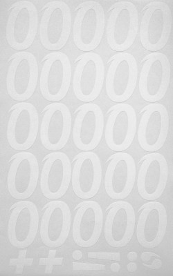 Наклейки буквы 5 см "О" белые, 1 лист