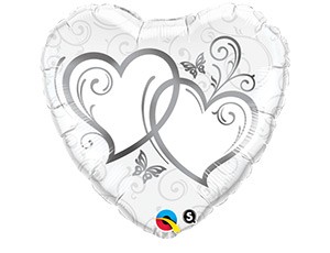 Q (36"/91см) /Сердца переплетенные Silver