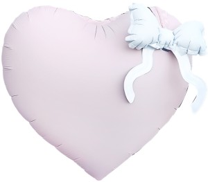 Fa (22''/56 см) Сердце, Белый бант, Розовый, 1 шт. в уп.