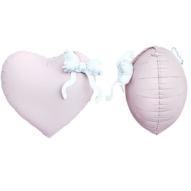Fa (22''/56 см) Сердце, Белый бант, Розовый, 1 шт. в уп.