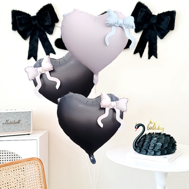 Fa (22''/56 см) Сердце, Белый бант, Розовый, 1 шт. в уп.