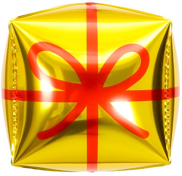 Fa 3D (22''/56 см) Куб, Подарок, Золото/Красный, 1 шт.