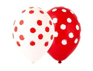 Bb (14''/35 см) Шелкография пастель, Горошек арт кр-бел, 25 шт.