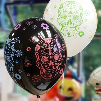 Bb (14''/36 см) Шелкография пастель День Мертвых 5цв, 25 шт.