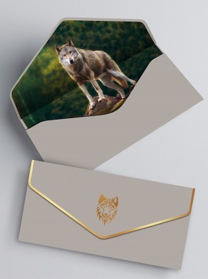 Конверты для денег, Волк, Металлик, 10 шт.