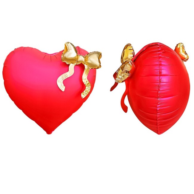 Fa (22''/56 см) Сердце, Золотой бант, Красный, 1 шт. в уп.
