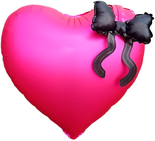 Fa (22''/56 см) Сердце, Черный бант, Фуше, 1 шт. в уп.