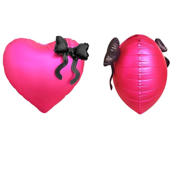 Fa (22''/56 см) Сердце, Черный бант, Фуше, 1 шт. в уп.