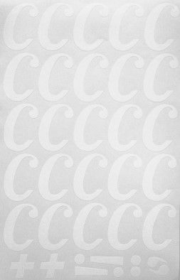 Наклейки буквы 5 см "С" белые, 1 лист