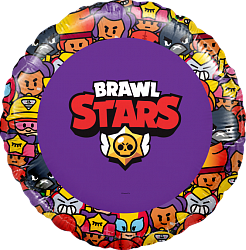 Ag (18"/46 см) Круг, Brawl Stars, Команда бойцов, дизайн №1, Фиолетовый, 1 шт. в упак.
