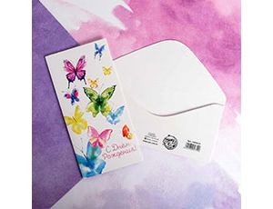 Конверт д/денег С ДР Бабочки, 10 шт.