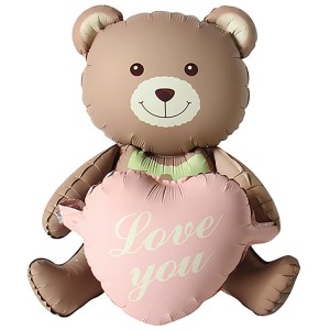Вз (26''/66 см) ФИГУРА AIR Мишка с розовым сердцем ILY, 1 шт, в уп.