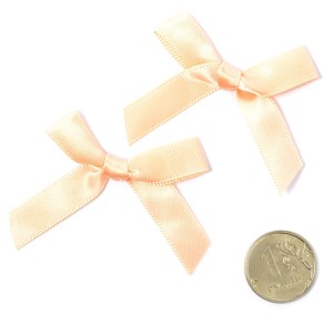Бантик атласный 3,5см бежевый, 100 шт. в уп.
