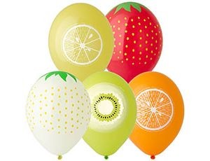 Bb (14''/35 см) Шелкография ассорти Фрукты, 25 шт.