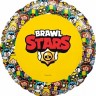 Ag (18"/46 см) Круг, Brawl Stars, Герои, дизайн №2, Желтый, 1 шт. в упак