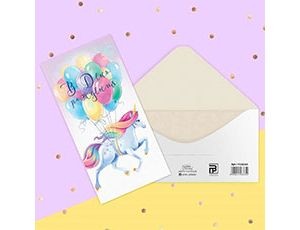 Конверт д/денег С ДР Единорог и шары, 10 шт.