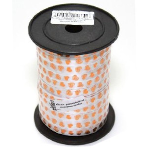 RL Лента 10мм x 100у Белая сердца золото (Москва) А121