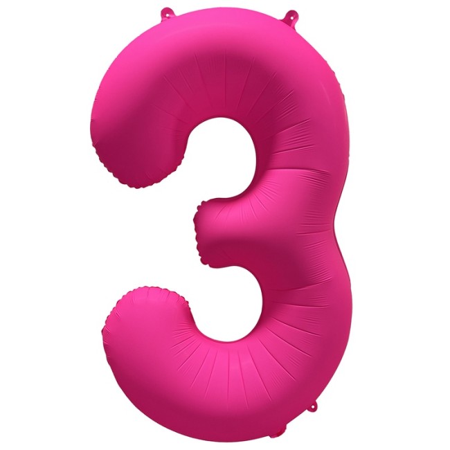Вз (40''/102 см) Цифра 3, Неон Pink, 1 шт. в уп.