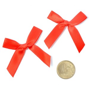 Бантик атласный 3,5см красный, 100 шт. в уп.