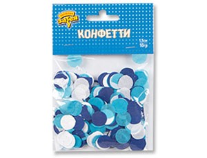 Конфетти Круги тишью ассорти Голубое, 1,5 см, 10 гр.