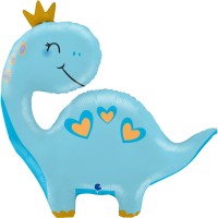 Gr (28"/71 см) Фигура, Динозаврик в короне, Голубой, 1 шт.