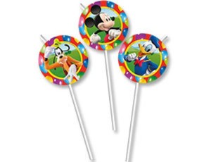 Трубочка д/кокт Микки Вечеринка 24см, 6шт.