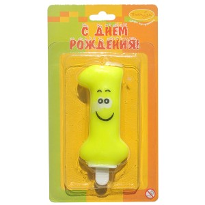 MC Свеча Цифра 1 Улыбка цветная 6,5см