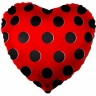 Fa (18''/45 см) /Сердце, Черные точки, Красный, 1 шт.