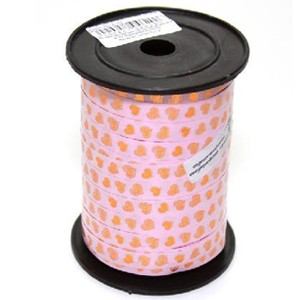 RL Лента 10мм x 100у Розовая сердца золото (Москва) А124