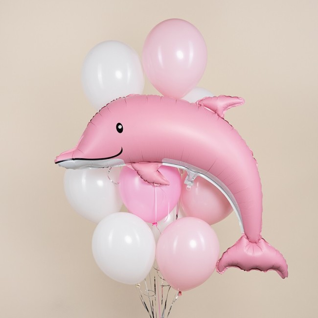 Fa (46''/117 см) Фигура, Дельфин, Розовый, Сатин, 1 шт.