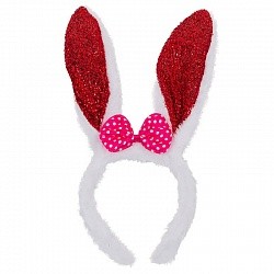 Ободок Ушки, Пушистый зайка, красные ушки, 1 шт.