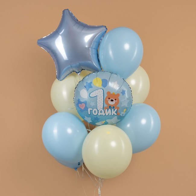 Fa (18''/46 см) Круг, 1 Годик малышу, Голубой, 1 шт. в уп.