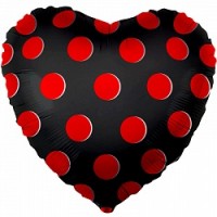 Fa (18''/45см) /Сердце, Красные точки, Черный, 1 шт.