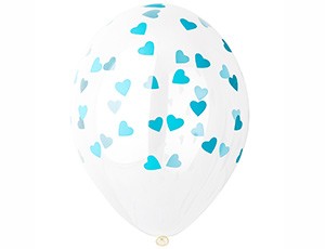 Bb (14''/35 см) Шелкография кристалл Сердца мятные (25 шт.)