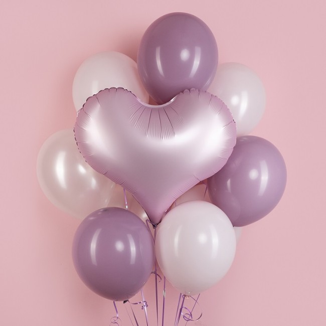 Fa (24''/61 см) Сердце, Люкс, Розовый, Сатин , 1 шт.