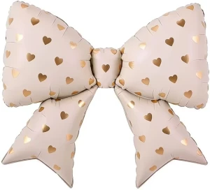 Fa (38''/97 см) Фигура, Бант, Сердечки, Кремовый, 1 шт.