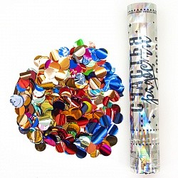 Пневмохлопушка (12/30 см) Счастья, Радости, Добра!, Металл круги, Ассорти, Голография, 1 шт.