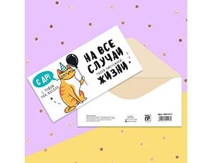 Конверт д/денег С ДР от кота, 10 шт.