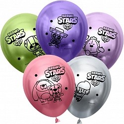 ДБ (12"/30 см) Brawl Stars, Команда бойцов, дизайн №1, Ассорти, хром, 2 ст, 25 шт.