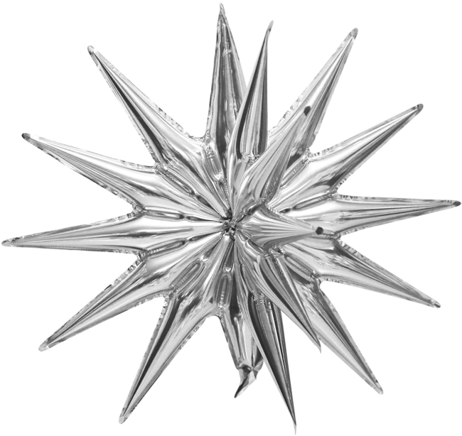 Fa (22"/56 см) Звезда, 3D Объемная, Серебро, 1 шт.