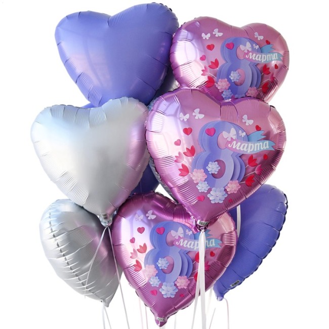 Вз (18''/46 см) Сердце, 8 МАРТА Аппликация, 1 шт. в уп.