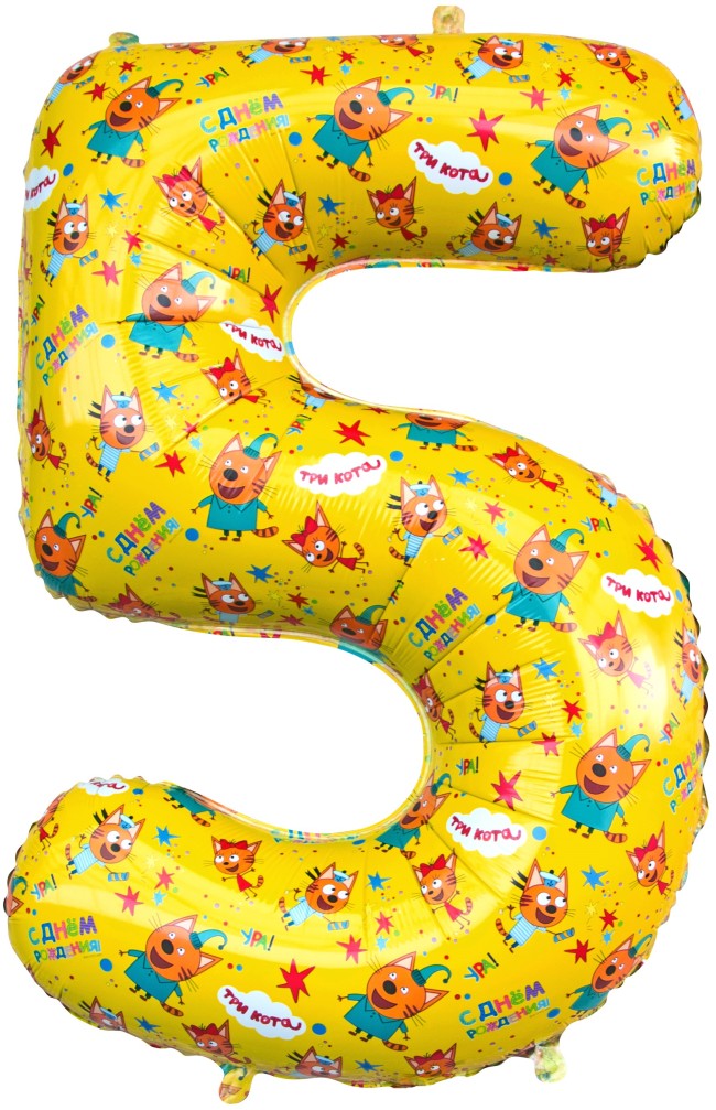 Fa (34''/86 см) Цифра, 5 Три Кота, Желтый, 1 шт. в упак.