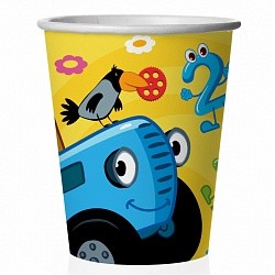 Стаканы (250 мл) Синий трактор, С Днем Рождения!, Желтый, 6 шт.