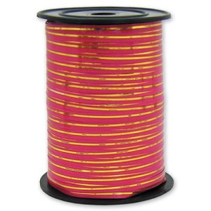 Лента с зол полосой 5ммХ230м розов ярк