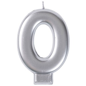 Свеча -цифра "0" Серебряная 8см/V