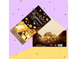 Конверт д/денег ПОЗДРАВЛЯЕМ Золот слитки, 10 шт.