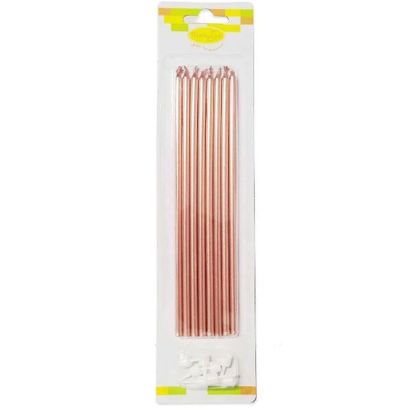 MС Свечи Rose Gold 18см с держателями, 8 шт.