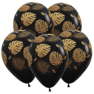 Sp (12''/30 см) Тропические листья Золото, Черный Пастель 5 ст. 50 шт.