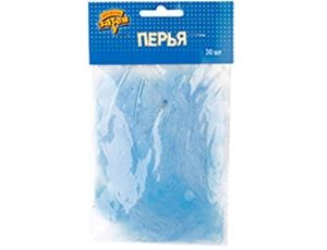 Вз Перья декоративные Голубые, 10 см, 30 шт/G