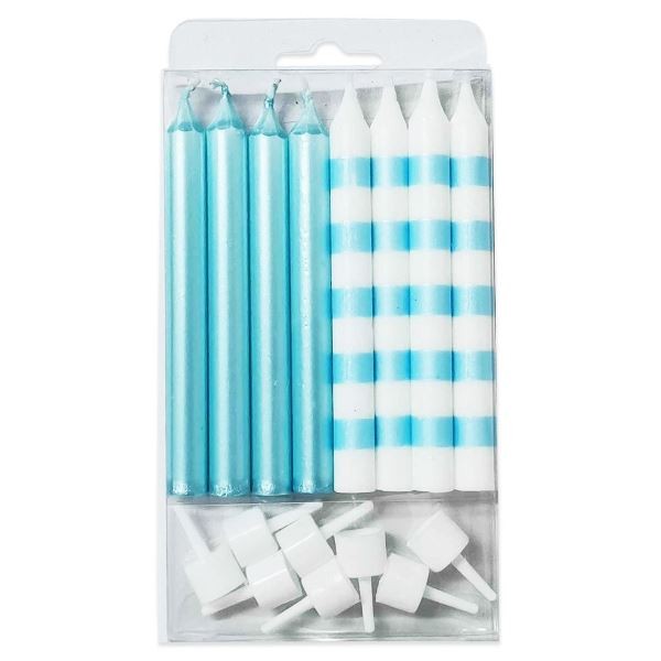MС Свечи Ассорти Blue & White в полоску 8 шт, 8 см.